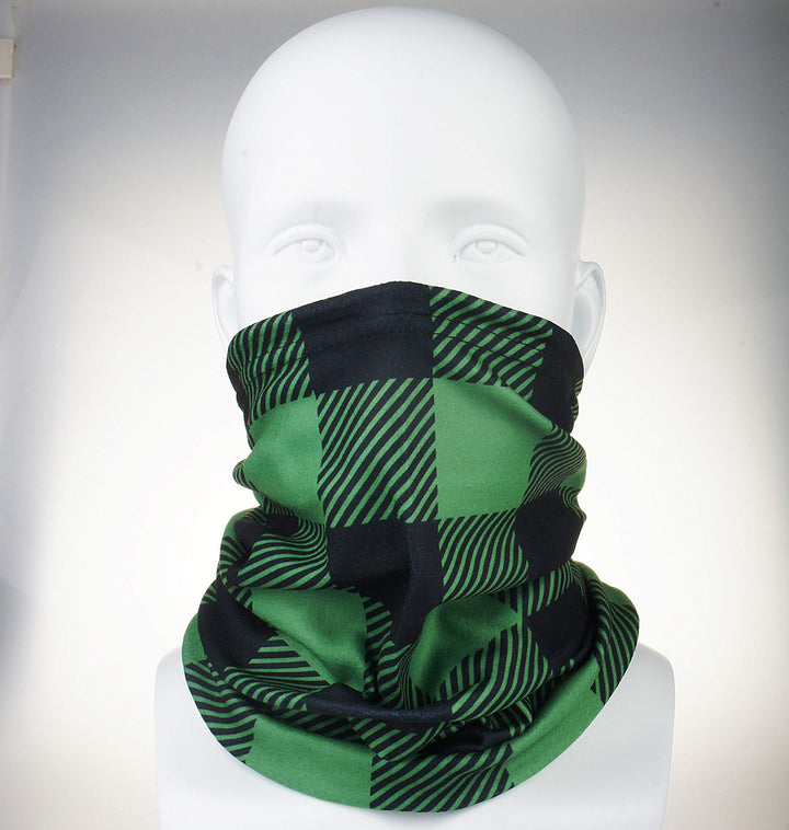 VIVIAN & VINCENT 2 Pack Winter Neck Warmer Gaiter Ski Fleece Warm Windproof Face Scarf Cover Mask for Snowboard Red Snowflake and Buffalo Plaid Black Green