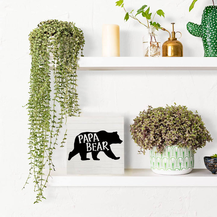 Papa Gifts Funny Dad Birthday Gift Desk Decor Wooden Box Sign Rustic Wood Block Plaque Box Sign Unique Christmas Gifts for New Dad Father Shelf Table Decoration 5.1 x 5.1 Inches