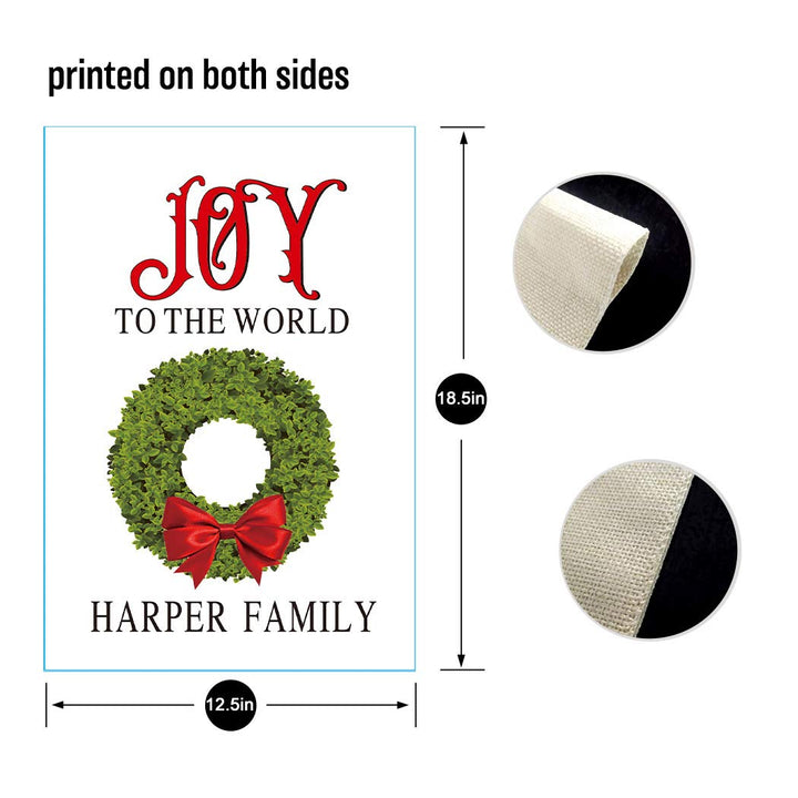 cxwind Christmas Garden Flag Outdoor-Joy to The World and Harper Family Decoration Yard Flag Double-Side Printing Sign for Yard Garden Farmhouse Lawn