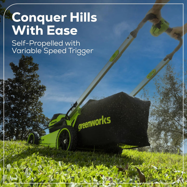 Greenworks 60V 21â€ Dual-Blade Self-Propelled Lawn Mower with (2) 5.0 Ah Batteries & Rapid Charger