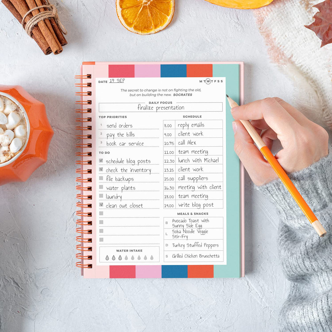 S&O Undated Planner with Meal, Habit and Routine Tracker, Daily To Do List - Daily Planner Goal Agenda Pink Notebook Organizer for 2025, Students, College, Work, ADHD, Fitness, Productivity Retail $5.00
