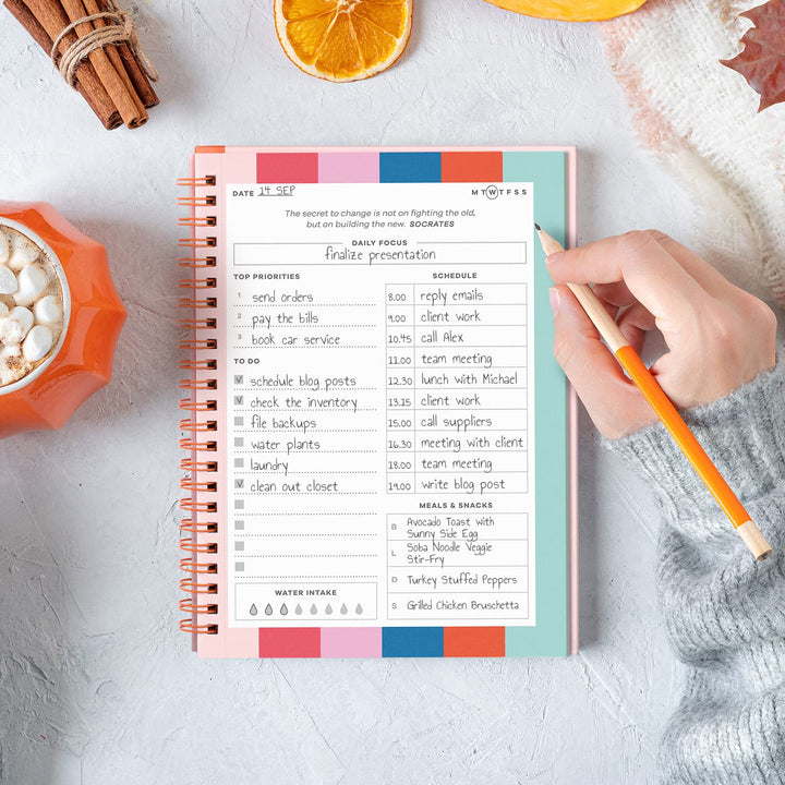 S&O Undated Planner with Meal, Habit and Routine Tracker, Daily To Do List - Daily Planner Goal Agenda Pink Notebook Organizer for 2025, Students, College, Work, ADHD, Fitness, Productivity Retail $5.00