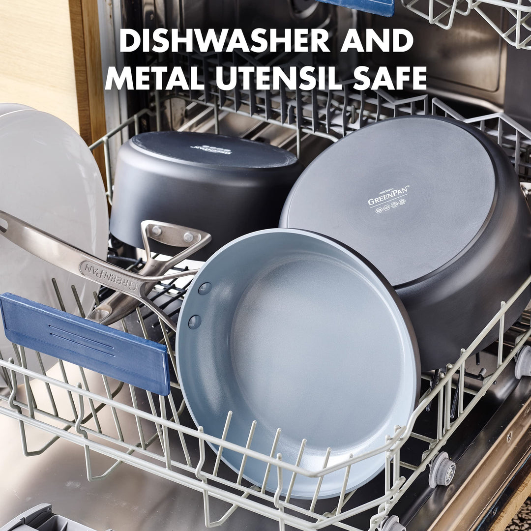 GreenPan Paris Pro Hard Anodized Healthy Ceramic Nonstick, 14 Piece Cookware Pots and Pans Set with Stainless Steel Lids, PFAS-Free, Dishwasher Safe, Grey Retail $359.00