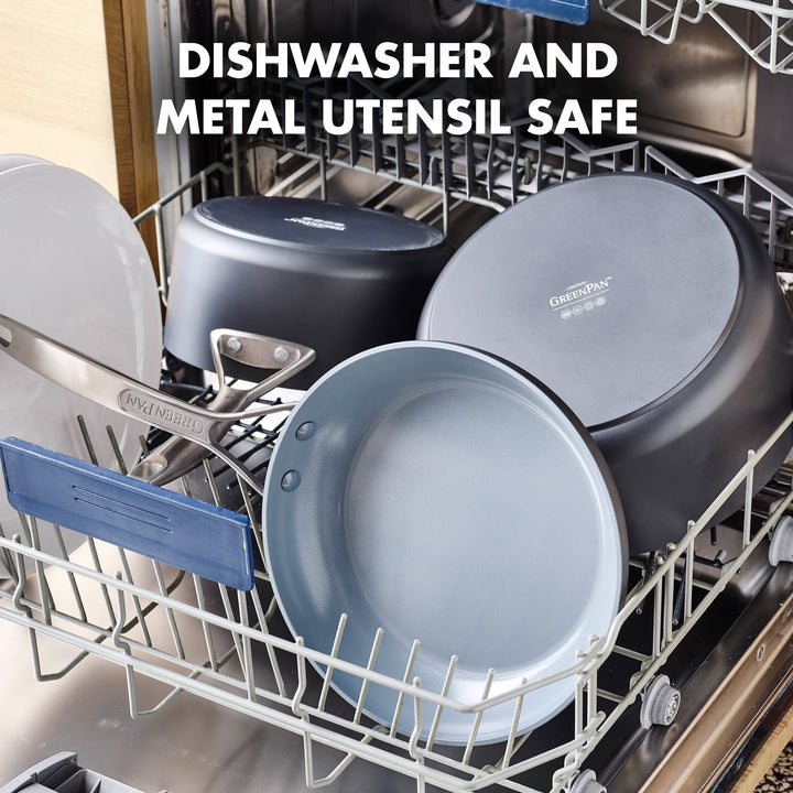 GreenPan Paris Pro Hard Anodized Healthy Ceramic Nonstick, 14 Piece Cookware Pots and Pans Set with Stainless Steel Lids, PFAS-Free, Dishwasher Safe, Grey Retail $359.00