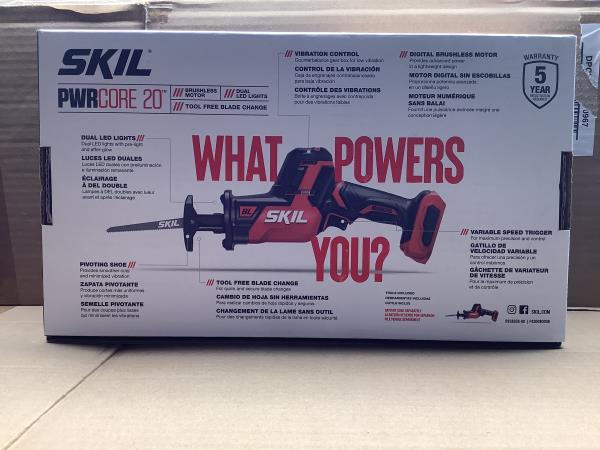 SKIL PWR CORE 20 Brushless 20V Compact Reciprocating Saw Tool Only-RS5825B-00 Retail $99.99