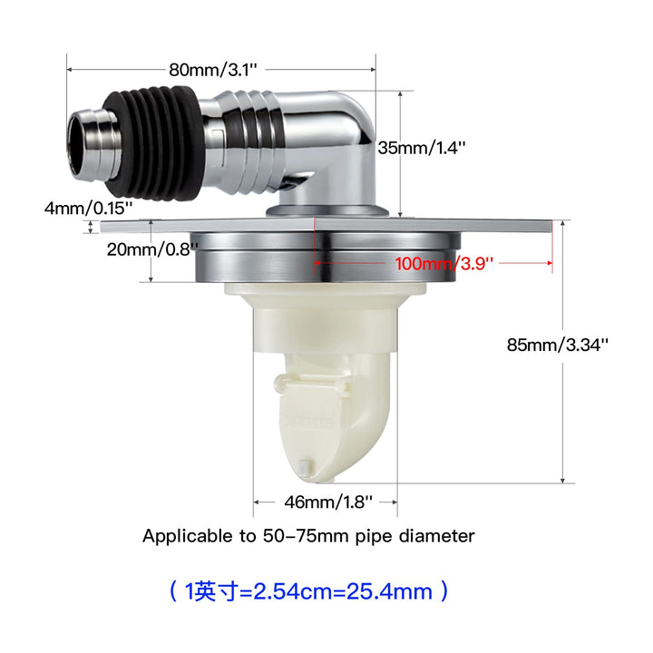 SUBMARINE 4-Inch Square Brass Sealed Floor Drain, Preventing Blockage, Odor and Water Reflux, Can Be Connected with Independent Drainage Equipment Such As Washing Machine Hoses.