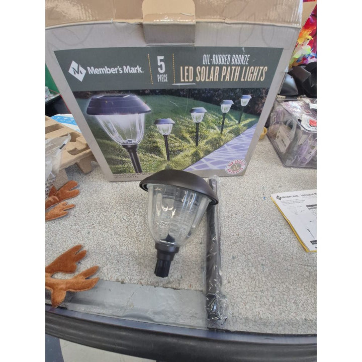 Member's Mark Oil-Rubbed Bronze LED Solar Path Lights, 5-Piece Set, Dusk-to-Dawn