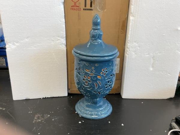 Lid Jar, Decorative Jar - Floral Accents, Blue Retail $35.00