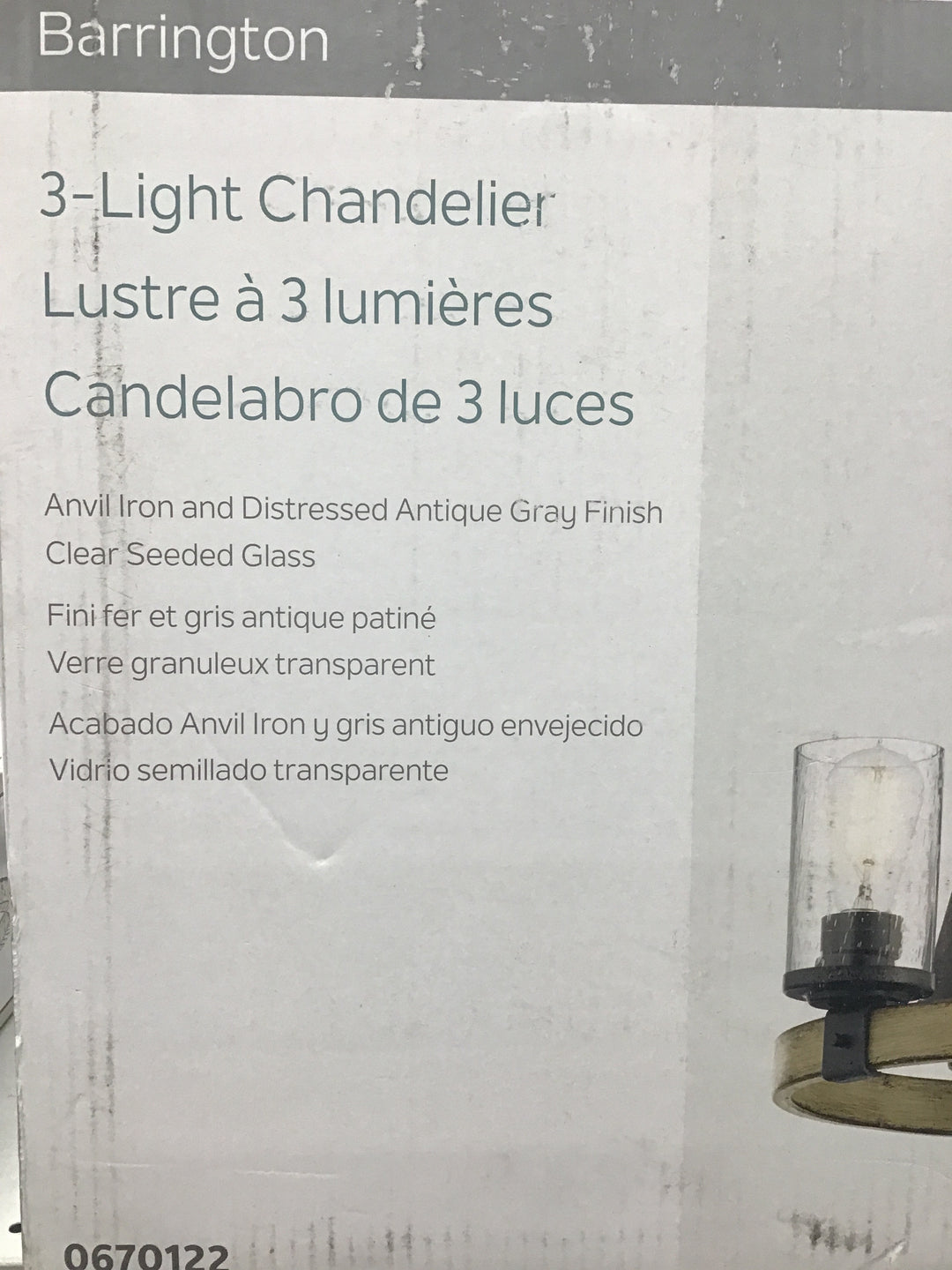 Barrington 3 Light Chandelier Anvil Iron