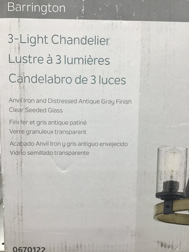 Barrington 3 Light Chandelier Anvil Iron