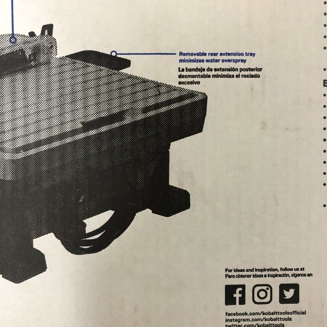 Kobalt 7-in 6-Amp Wet Tabletop Sliding Table Tile Saw KWS B72-06 BRAND NEW