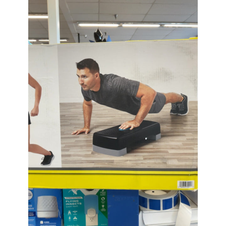Athletic Works 3-Level Aerobic Step Deck   Adjustable to 4 -6 -8  Heights  Black/Gray/Blue