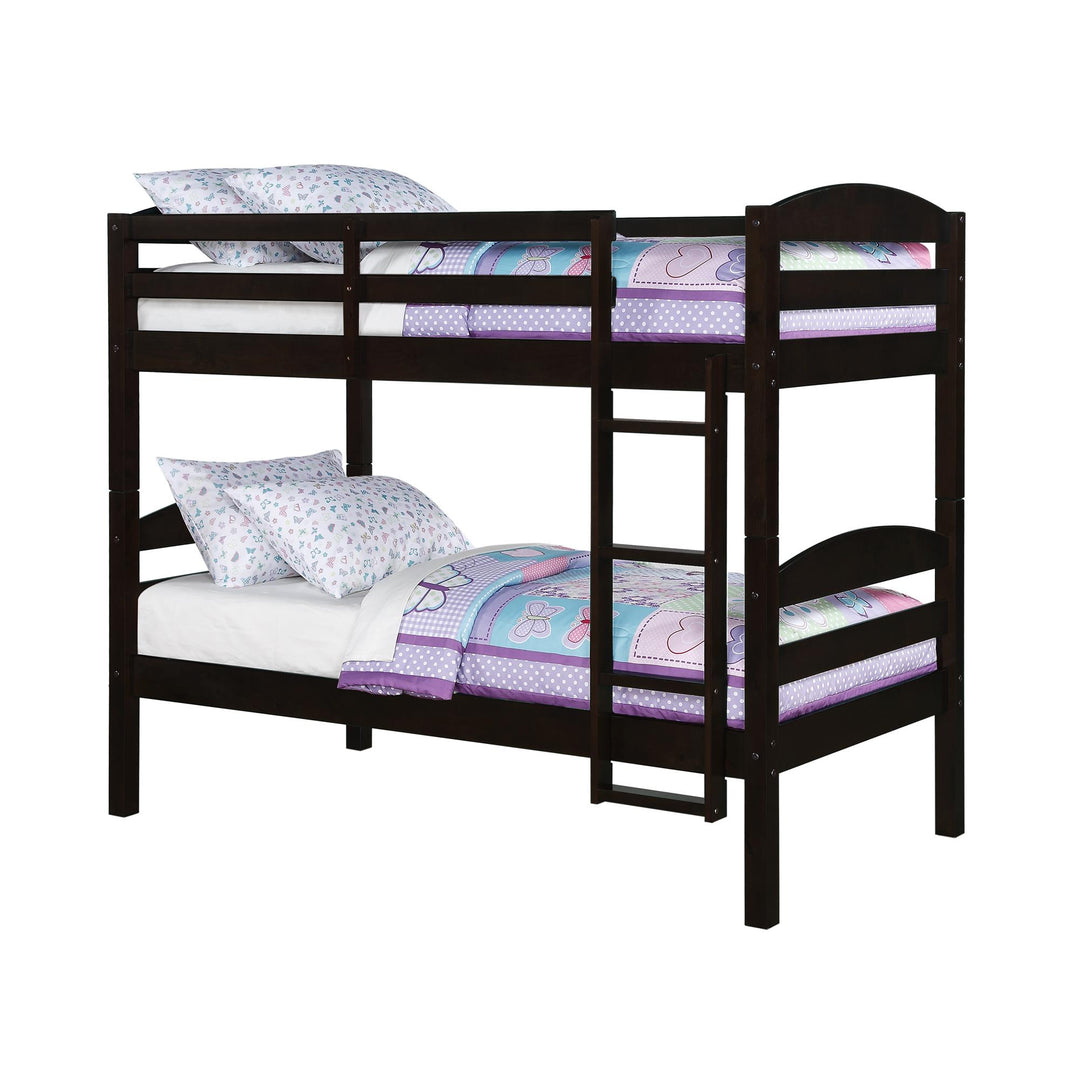 Better Homes & Gardens Leighton Solid Wood Twin-over-Twin Convertible Bunk Bed  Mocha Retail $228.00