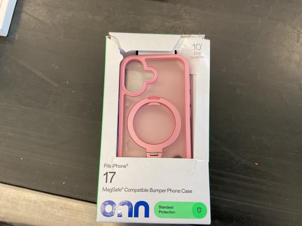 Onn iPhone 17 Case, MagSafe Compatible, Bumper Phone Case, Standard Protection, Pink Retail $15.00