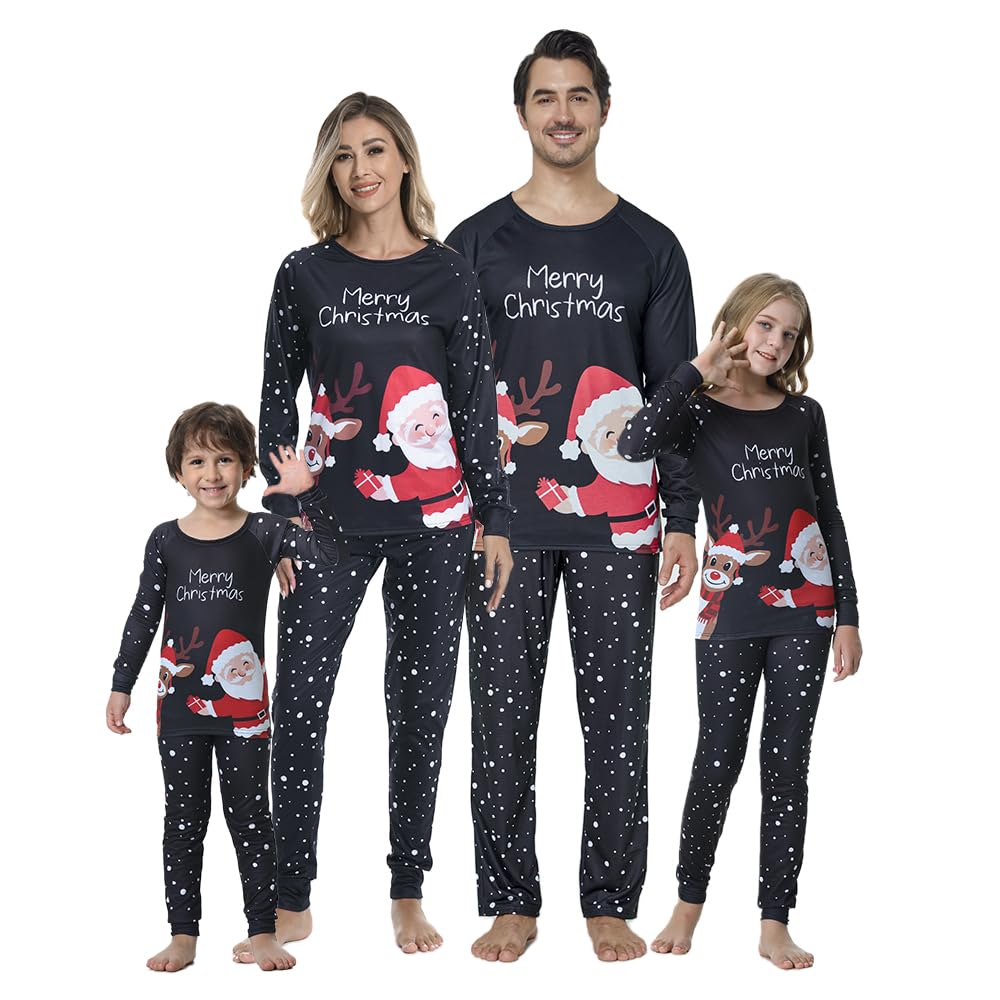 VENTELAN Family Matching Christmas Pajamas Set Holiday Santa Claus Sleepwear Xmas PJS Set for Couples and Kids,3Y Retail $16.00