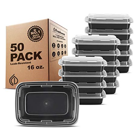 Freshware Meal Prep Containers [50 Pack] 1 Compartment Food Storage Containers with Lids  Bento Box  BPA Free  Stackable  Microwave/Dishwasher/Freezer Retail $15.99