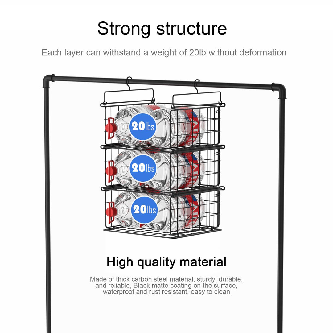 Chemailon 3 Tier Hanging Stackable Closet Organizer Wire Storage Bin Basket Drawers Shelves for Clothes Sweaters Handbags Clutches Black