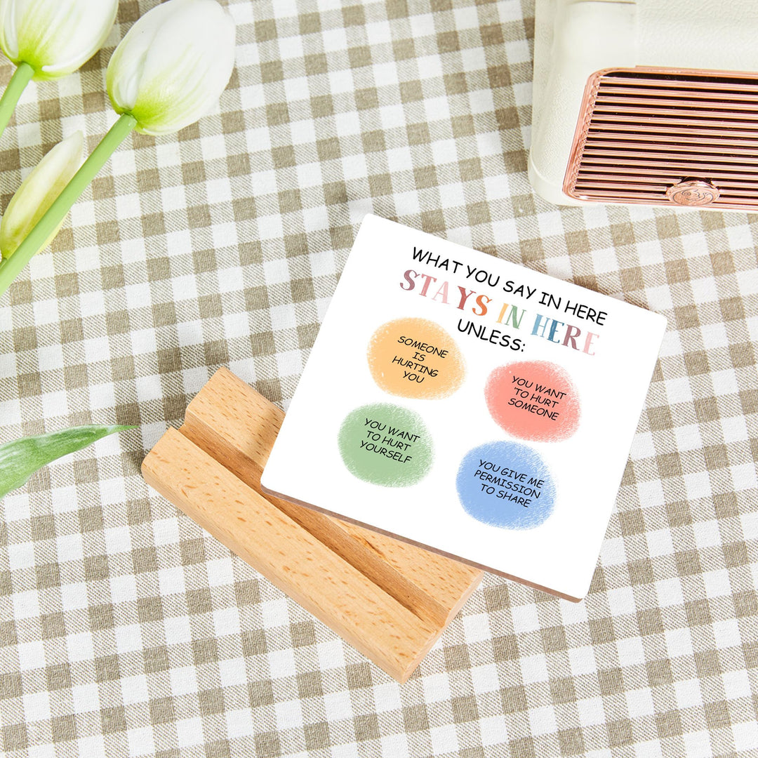 ZsaTuiy Mental Health Wooden Motivational Desk Decor - It is Okay to Ask for Help