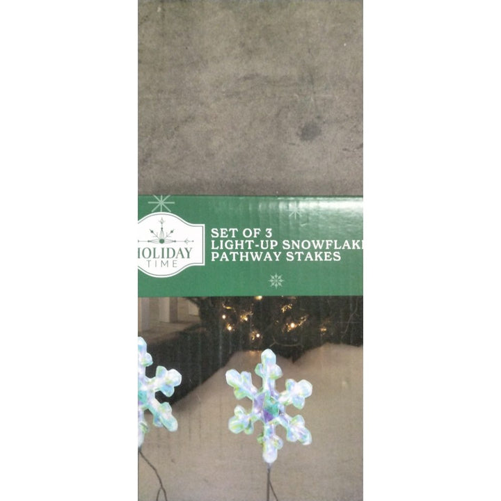Holiday Time Set of 3 Light-Up Snowflake Pathway Stakes - LED, Indoor/Outdoor Use Retail $25.00