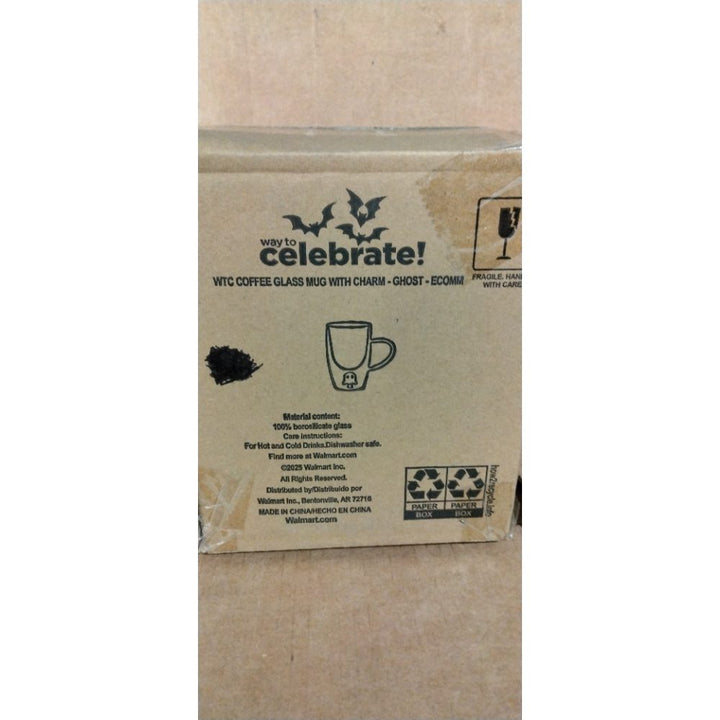 Way to Celebrate! WTC Coffee Glass Mug with Charm - Ghost Retail $10.00