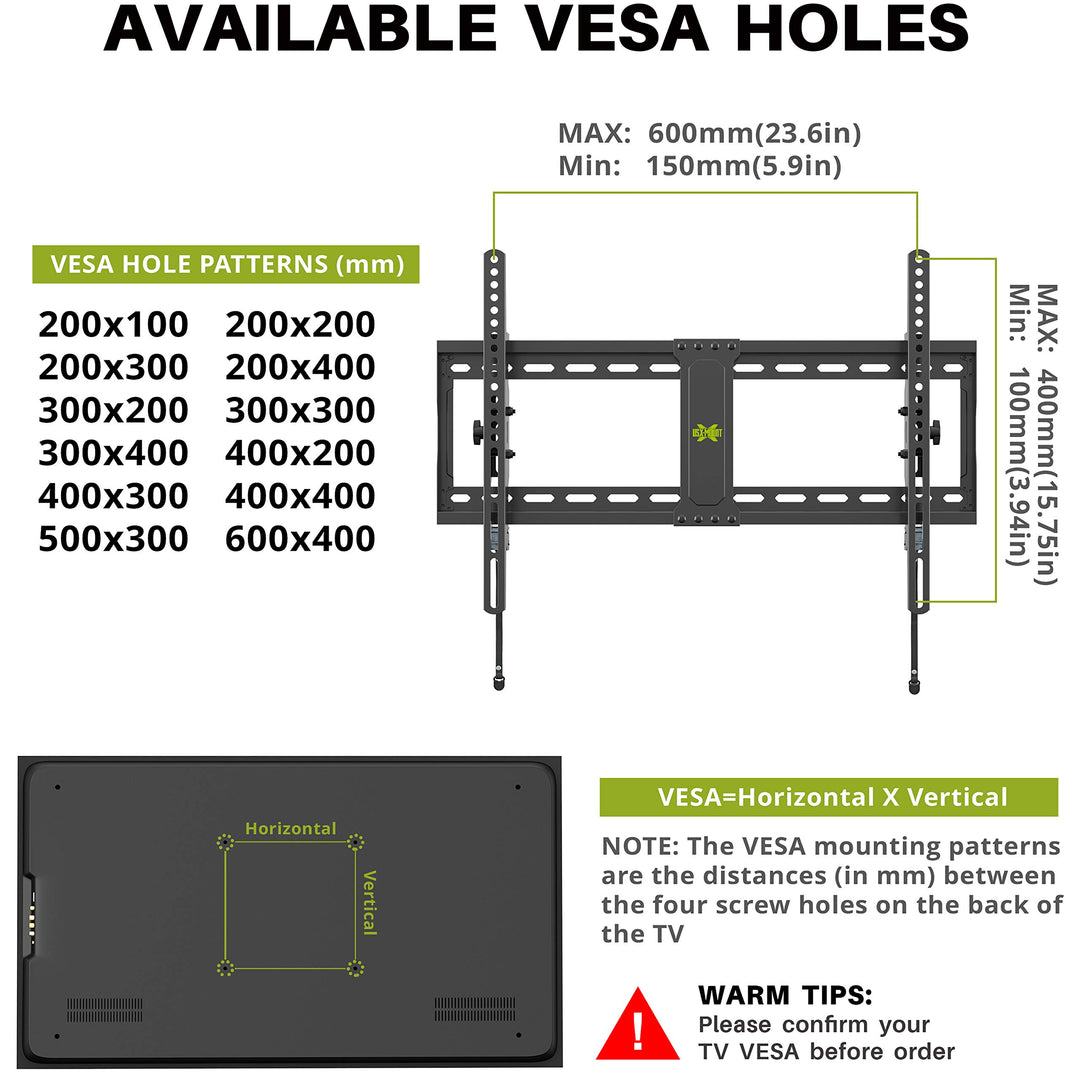 USX MOUNT Full Motion TV Wall Mount for Most 32-70 inch TVs up to 99 lbs, Wall Mount TV Bracket with Dual Articulating Arms, Swivel, Tilt, Max VESA 400x400mm, TV Mount Fits 12â€/16â€ Wood Studs