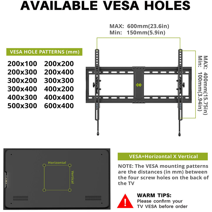 USX MOUNT Full Motion TV Wall Mount for Most 32-70 inch TVs up to 99 lbs, Wall Mount TV Bracket with Dual Articulating Arms, Swivel, Tilt, Max VESA 400x400mm, TV Mount Fits 12â€/16â€ Wood Studs
