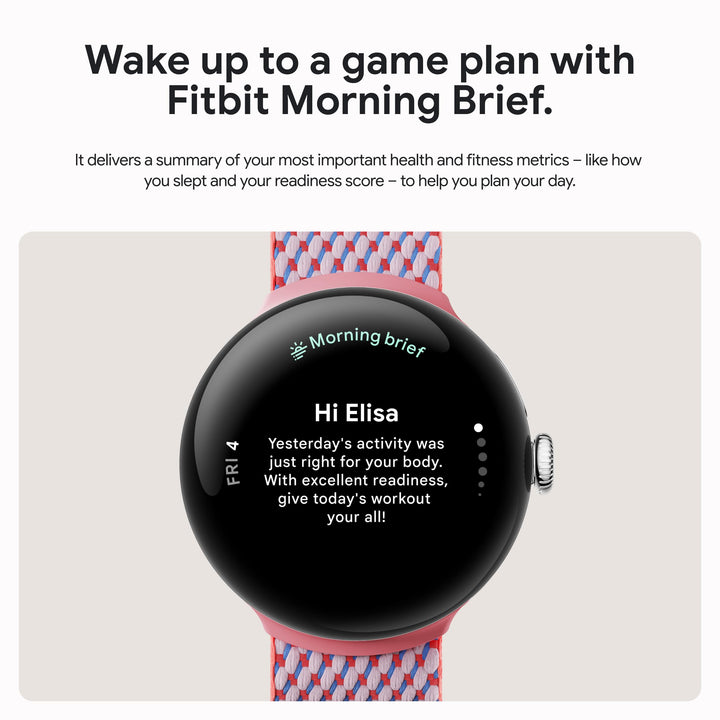 Google Pixel Watch 3 (41mm) 2024 Model - Android Smartwatch, Heart Rate Tracking, Fitbit Advanced Running, Fitness Insights, 24-Hour Battery - Champagne Gold Aluminum Case - Hazel Band - Wi-Fi