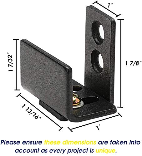 SMARSMITH Sliding Door Guide, New Low Profile Wall Mounted Barn Door Bottom Floor Guide with Adjustable Bracket for Barn Cabinet-Flush Bottom-Metal Hardware Matte Black 2 Pcs