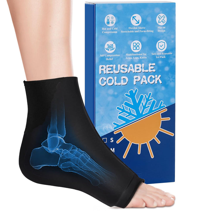 NOVASPORT Knee Ice Pack Wrap for Injuries, Ice Sleeve Pain Relief for Elbow, Knee, Ankle, Calf, Reusable Hot Cold Compression Sleeve for Calf Injuries, Surgery Recovery, Bruises & Sprains-L* 2 Pack