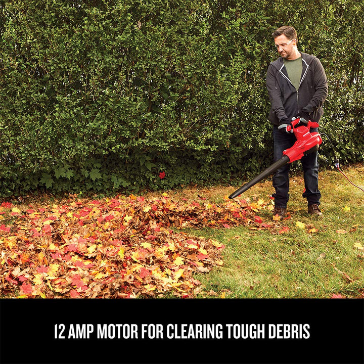 CRAFTSMAN 3-in-1 Leaf Blower, Vacuum and Mulcher, Backpack Blower Up to 260 MPH, 12 Amp, Corded Electric Leaf Collector (CMEBL7000)