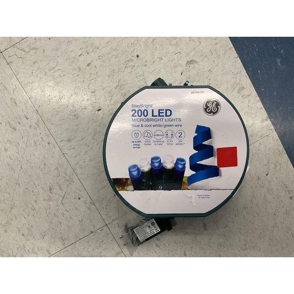GE StayBright 200 LED Microbright Lights, Blue & Cool White, Green Wire