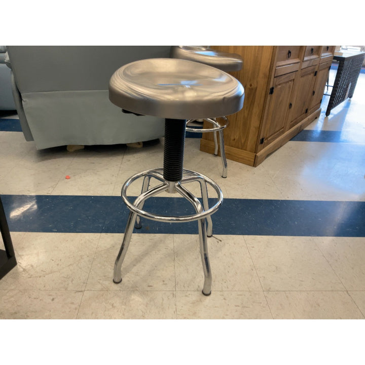 Adjustable Height Stool, Swivel Seat, Chrome Finish