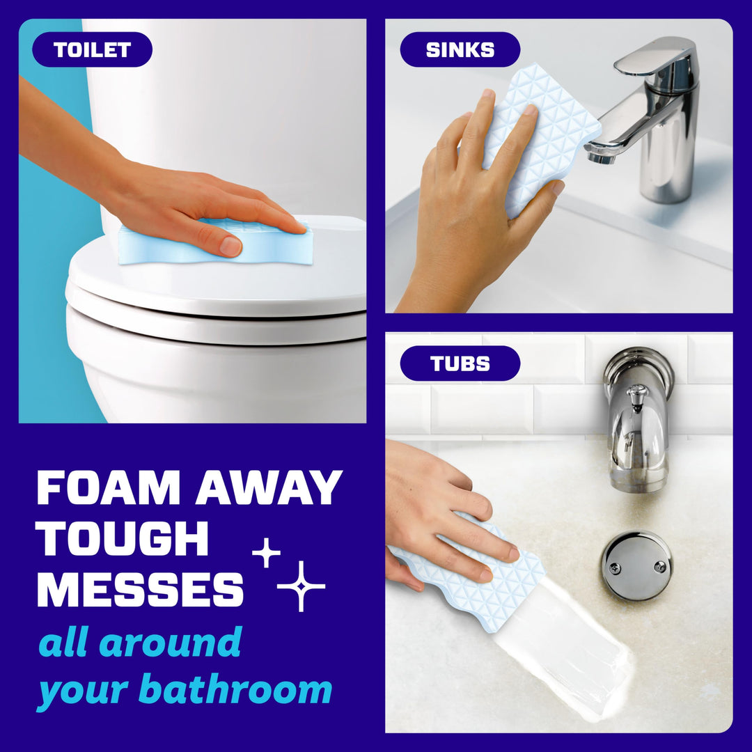 Mr. Clean Magic Eraser Sponge, Bathroom Cleaner, Shower Cleaner, Tub Cleaner, Soap Scum Remover, Bathroom Cleaning Supplies, Dawn Cleaning Power with Febreze Lavender Scent, 2 in 1 Bath, 7ct