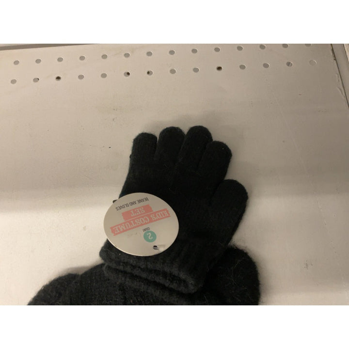 Kids Costume Beanie and Gloves Set, Black