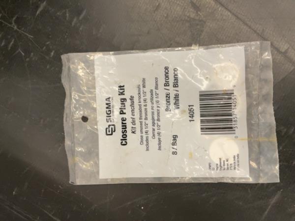 Sigma Closure Plug Kit - Threaded Knockouts, Bronze & White Retail $8.00
