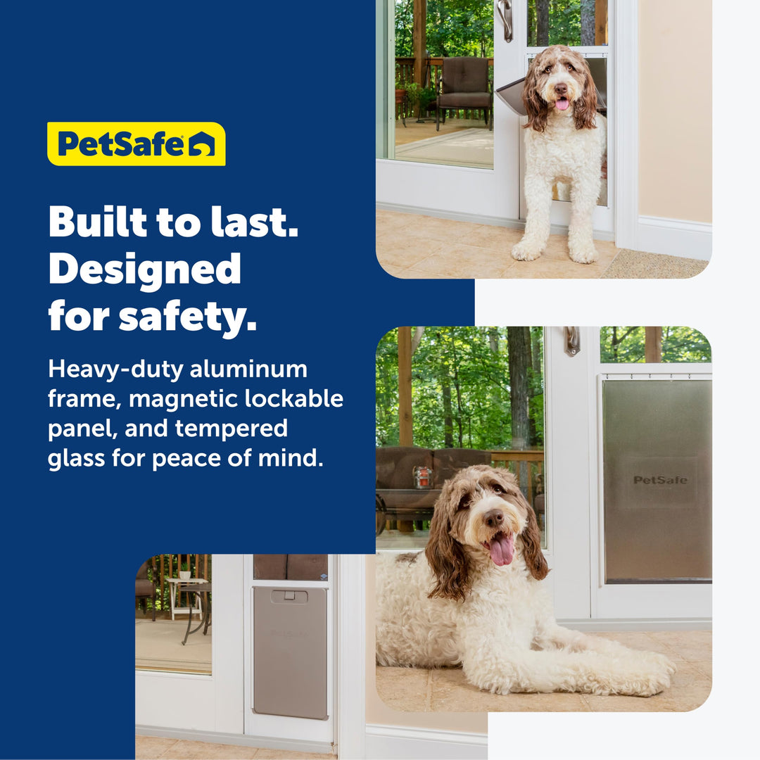 PetSafe Sliding Glass Pet Door - No-Cut DIY Install Doggy Door for Renters - Aluminum Frame - Adjustable Height 75 7/8" to 81" - Ideal for Extra Large Dogs Up to 220 lb - White