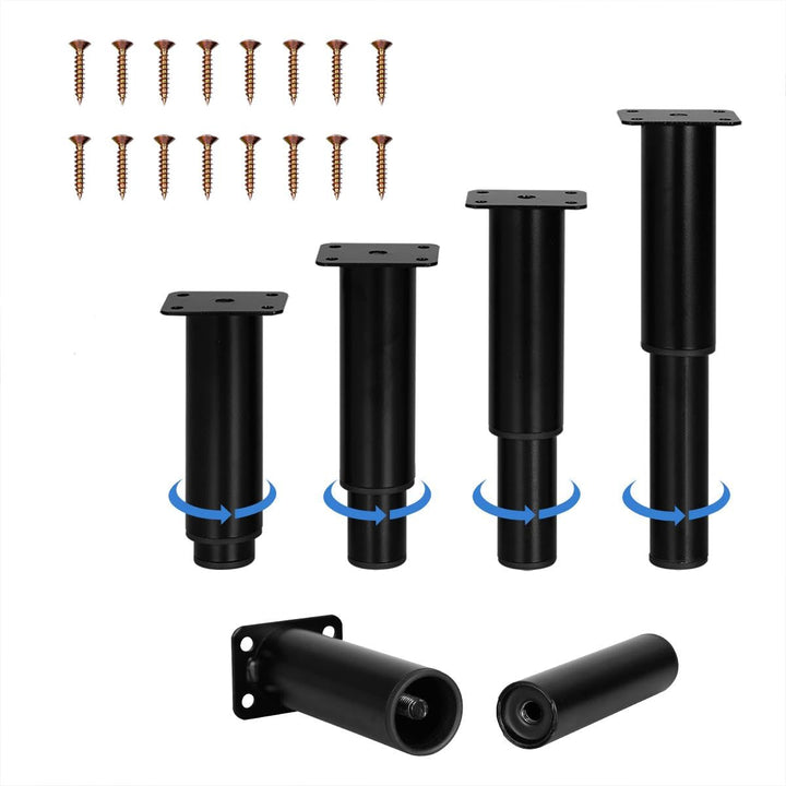 3.14~4.72 Inch Adjustable Height Meatal Furniture Legs, Adjustable Furniture Feet Replacement Support for Sofa/Couch/Cabinet/Dresser/Bed/Chair (Set of 4)