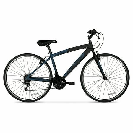 Hyper Brand Bicycle 700c Men S Spin Fit Hybrid Bike  Black and Blue  Adults