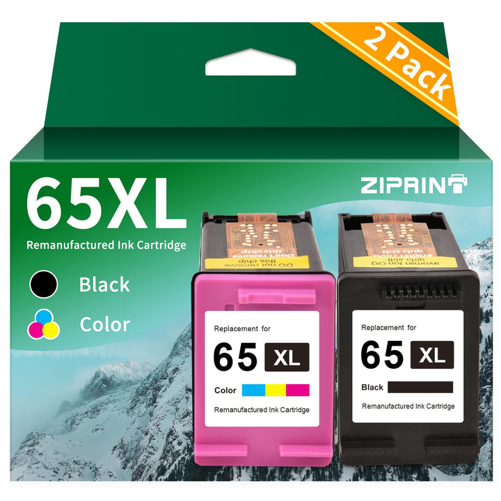 ZIPRINT Remanufactured Ink Cartridge Replacement for HP 65XL 65 XL Combo Pack N9K04AN for Envy 5055 5052 5058 DeskJet 3755 2655 3720 3722 3723 3752 3758 2652 High Yield Printer(1 Black, 1 Tri-Color)