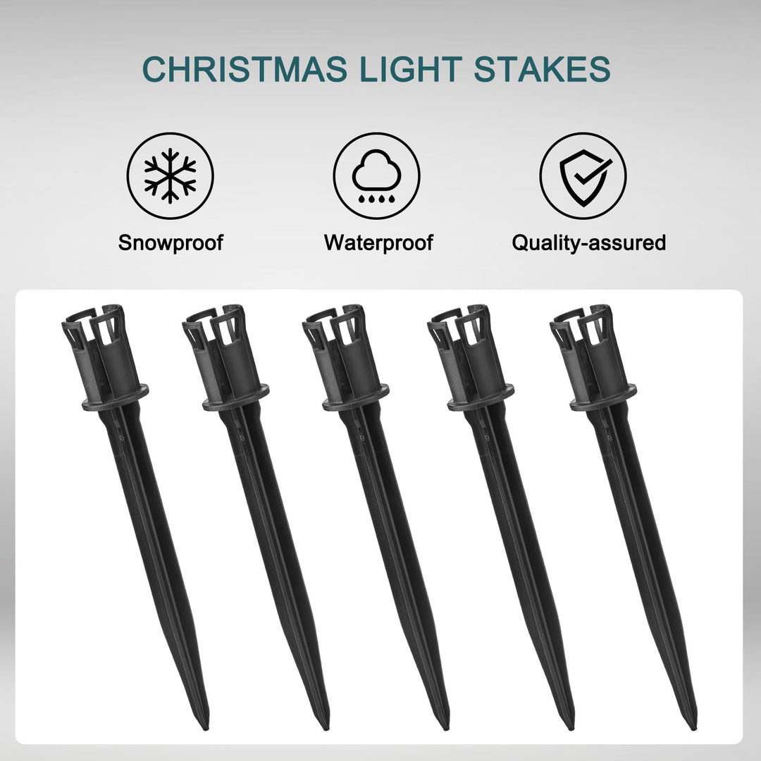 7.5 Inch 100-Pack Christmas Light Stakes for C7 C9 Christmas Lights Outdoor, Universal Plastic Light Stakes for Outdoor Holiday Lights Use on Garden Lawn Patio Path Walkway - Black