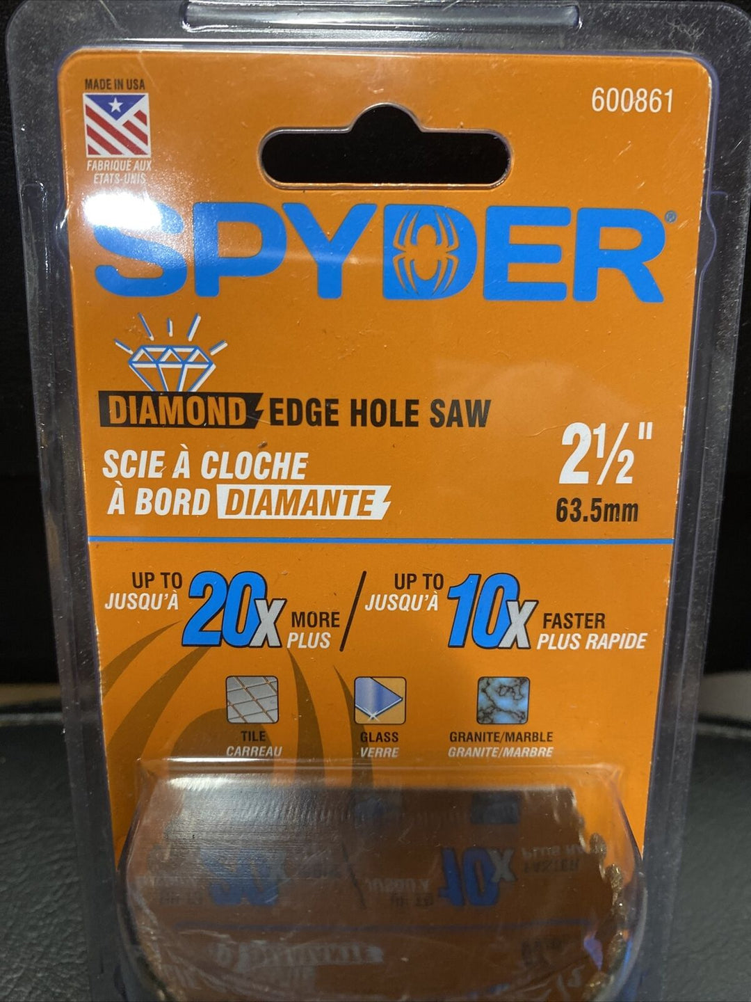 Spyder 2-1/2" Diamond Edge Non-Arbored Hole Saw 600861