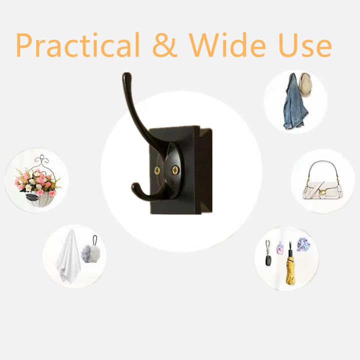 Popin Lover Towel Hooks Wall Mounted - Bathroom Coat Hooks Punching for Hanging Robes Clothes Black Solid Wood Beech Wall Hook 4 Packs