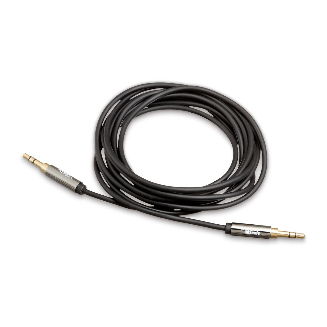 Amazon Basics 3.5mm Auxiliary Audio Cable for Stereo Speaker or Subwoofer with Gold-Plated Plugs, 8 Foot, Black