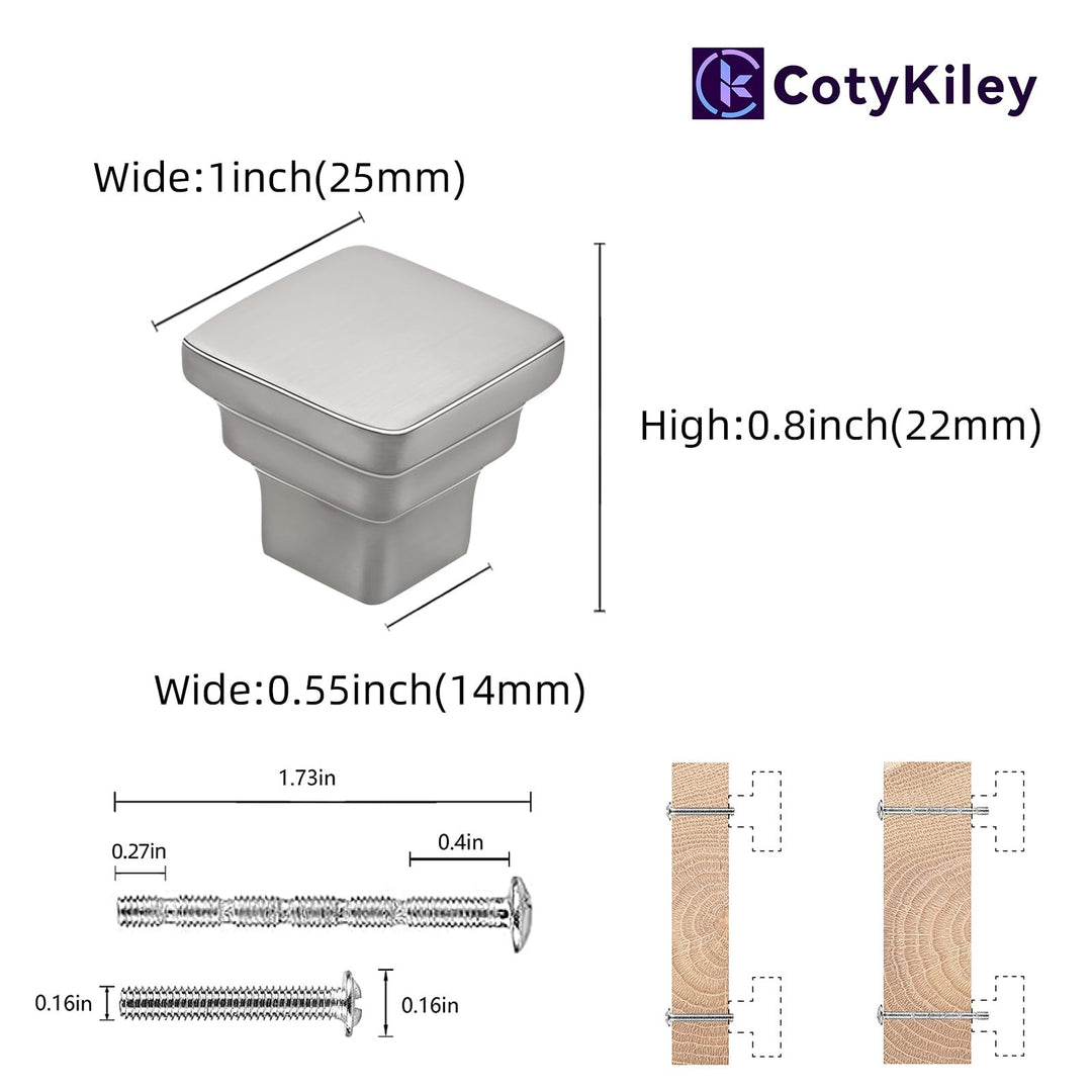 COTYKILEY 10 Pack Brushed Satin Nickel Kitchen Cabinet Knobs Drawer Pulls Solid Silver Drawer Knobs Dresser Knobs Cabinet Hardware Knobs for Dresser Drawers