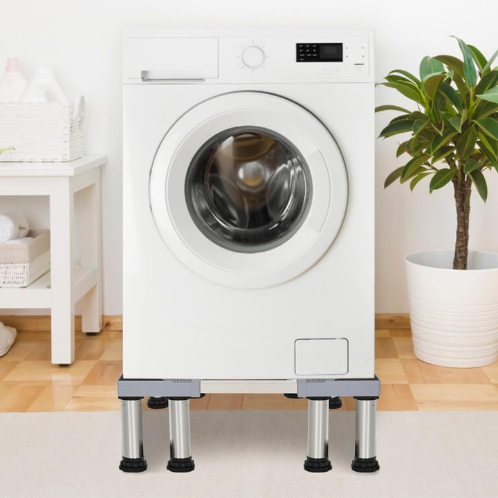 LUCKUP Washing Machine Stand Refrigerator Stand with 8 Heavy Duty Feet (Height: 9.4"-10.4") Washer Pedestal Adjustable Base for Washer and Dryer, Fridge, Max Load 440LB/200KG