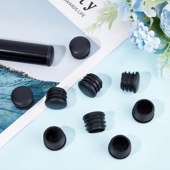 GORGECRAFT 20 Pieces 1In Round Plastic Plugs Black End Caps Plug Pipe Tubing End Cap Chair Leg Inserts for Metal Legs Fences Glide Protection from Chair Legs and Furniture, Column