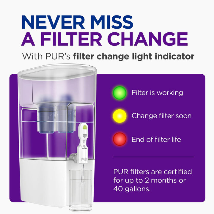 PUR XL 44-Cup Water Filter Dispenser with 2 Genuine PUR Filters, Largest Available, 44-Cup Capacity, 2-in-1 Powerful, Faster Filtration, Dishwasher Safe, (PDI4000Z)