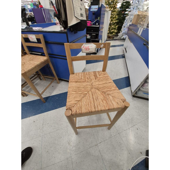 Unknown Brand Wood Chair - Woven Seat, Counter Height, Natural Finish