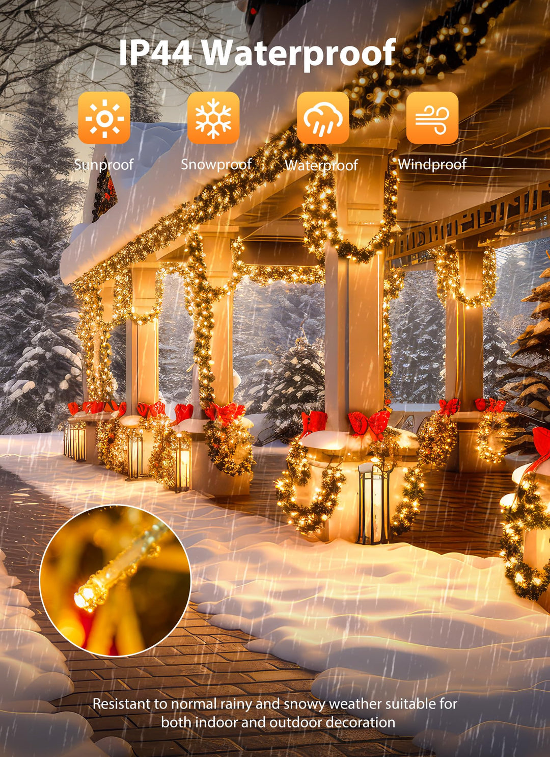 Christmas Tree Lights Outdoor - 98Feet 300 Led Twinkle Fairy Lights String with 8 Light Modes for Christmas Trees Garland Wreath Wedding Indoor Outdoor Holiday Decorations - Warm White