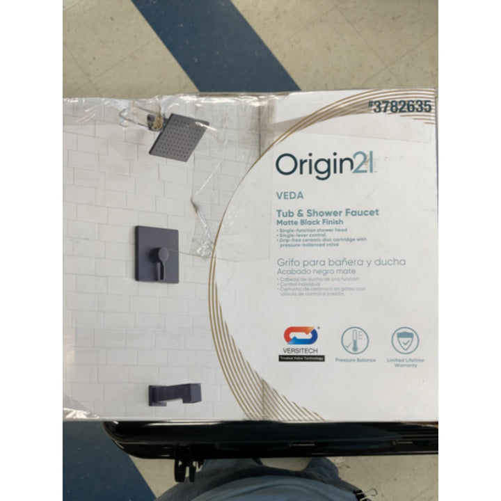 Origin 21 Veda Tub & Shower Faucet Single Function Matte Black F12A0010BL NEW